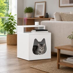 Friendly White Cat House: Your Pet's Cozy Retreat