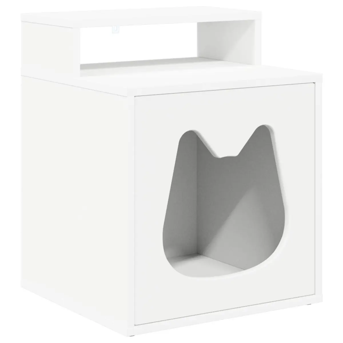 Cat House White Indoor Pet Furniture Hideaway Engineered Wood Rectangular Cozy