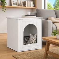 Friendly White Cat House for Your Indoor Pet