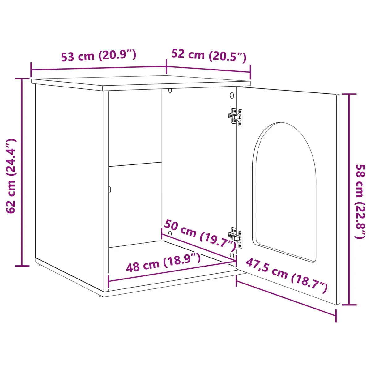 Cat House White Modern Design Engineered Wood Indoor Pet Furniture 53x52x62cm