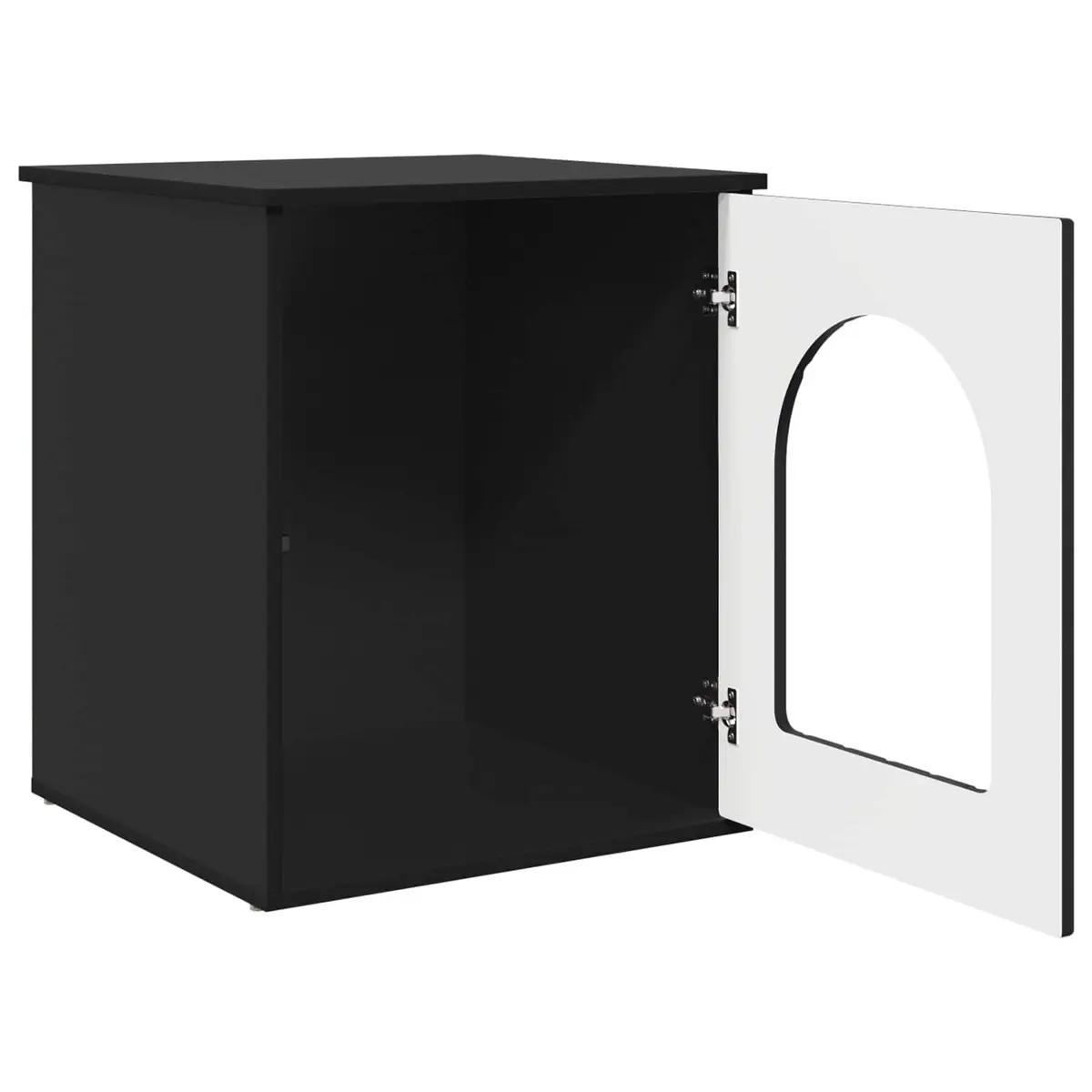 Modern Cat House Black Indoor Pet Furniture Engineered Wood Hideaway Bed