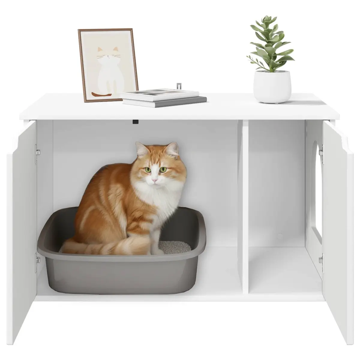 White Cat House Modern Pet Furniture Indoor Lounger Engineered Wood 85x55x50.5cm