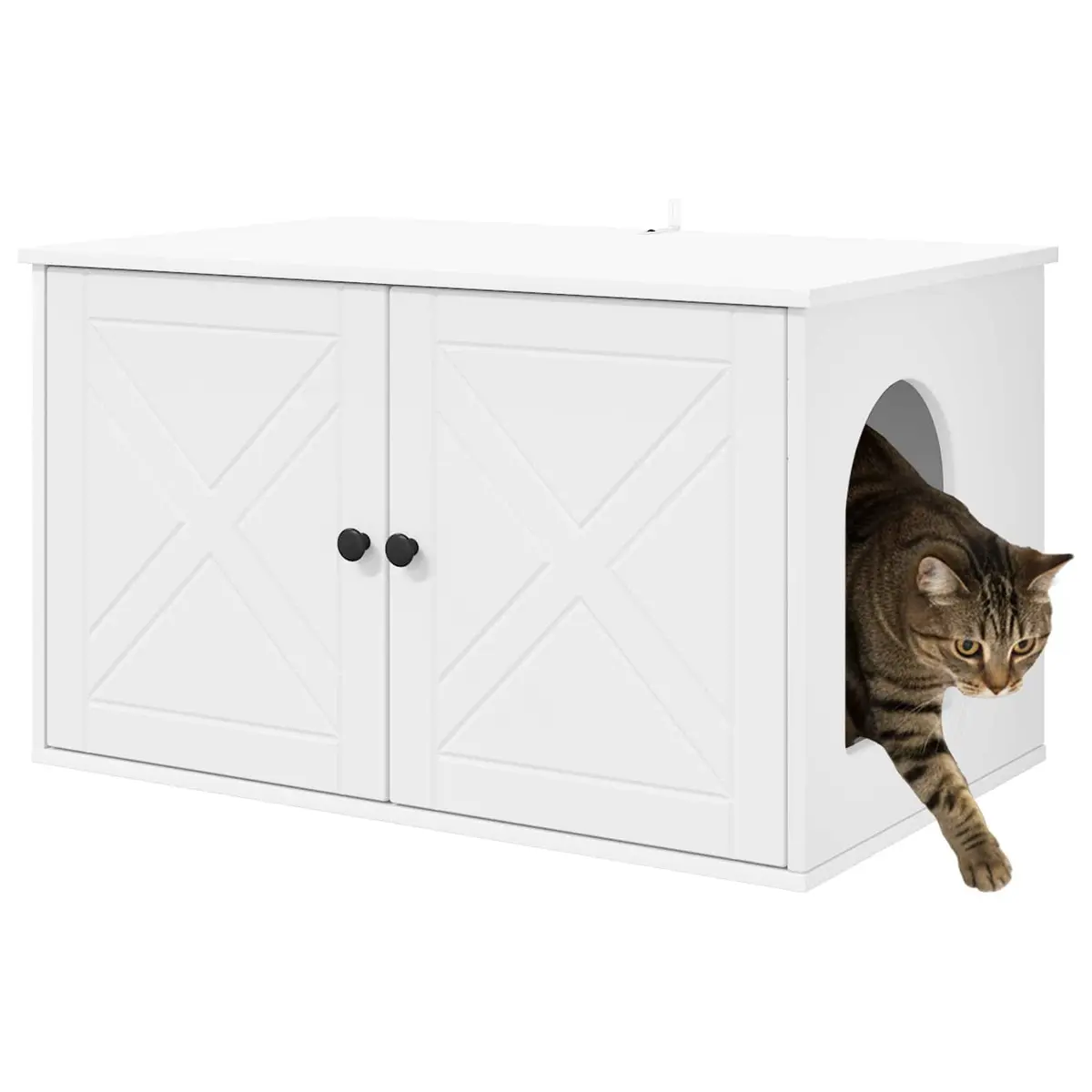 Cat House Modern White Indoor Pet Furniture Hideout Engineered Wood 85x55x50.5cm
