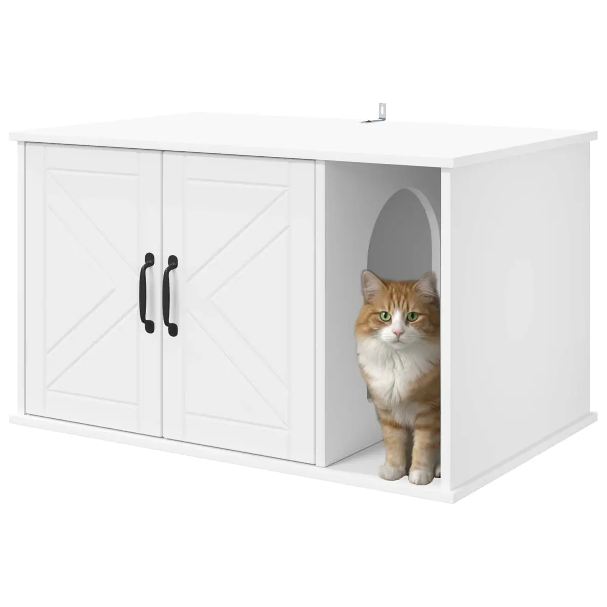 Cat House Modern Design White Engineered Wood Indoor Pet Furniture Retreat