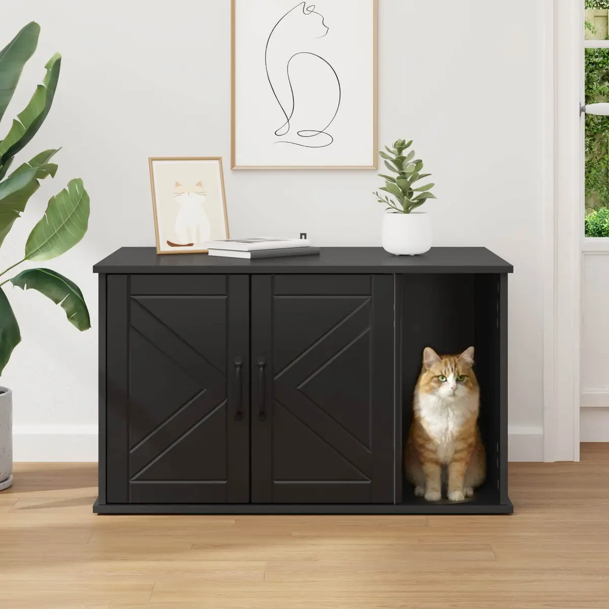 Cat House Modern Rectangular Black Engineered Wood Indoor Furniture