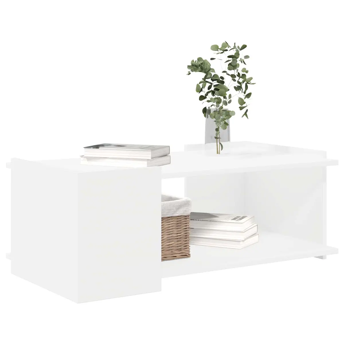 Coffee Table Modern White Open Storage 90 x 50 x 33 cm