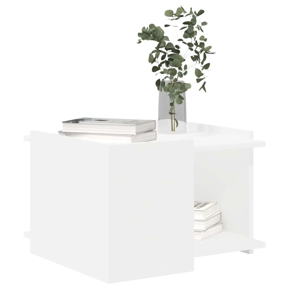 Coffee Table Modern Storage White 50.5 x 50 x 33 cm