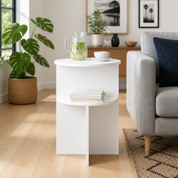 Your Friendly Round White Side Table with Storage