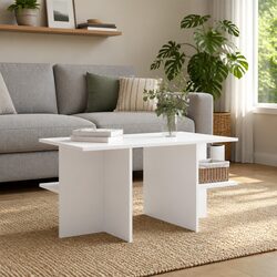 Friendly White Coffee Table with Open Shelves Just for You
