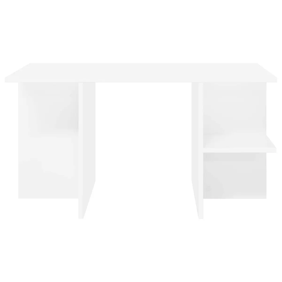 Coffee Table White Modern Living Room Accent Furniture with Open Storage Shelves