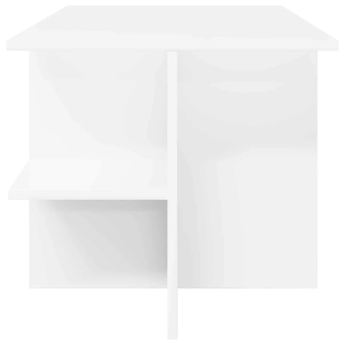 Coffee Table White Modern Living Room Accent Furniture with Open Storage Shelves
