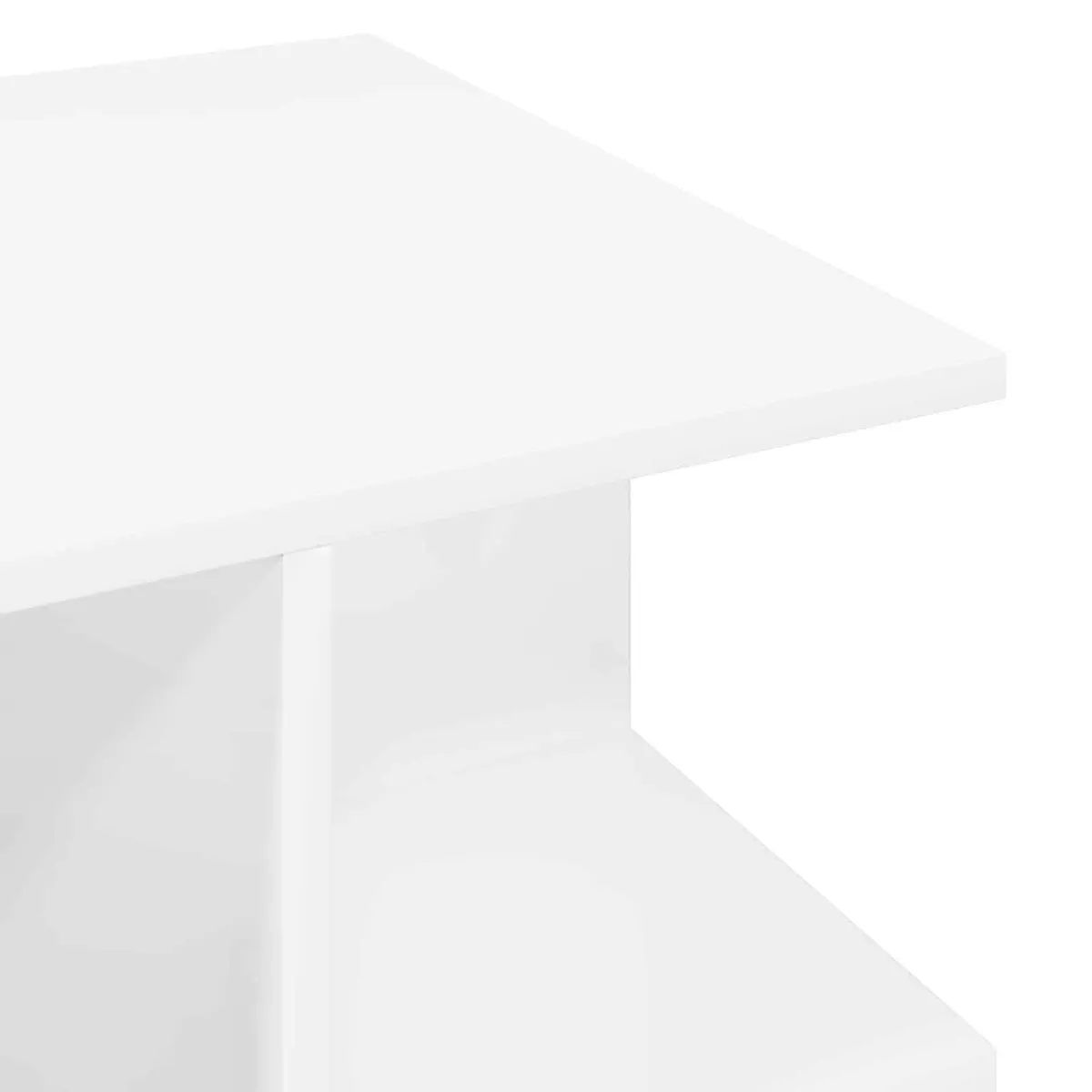 Coffee Table White Modern Living Room Accent Furniture with Open Storage Shelves
