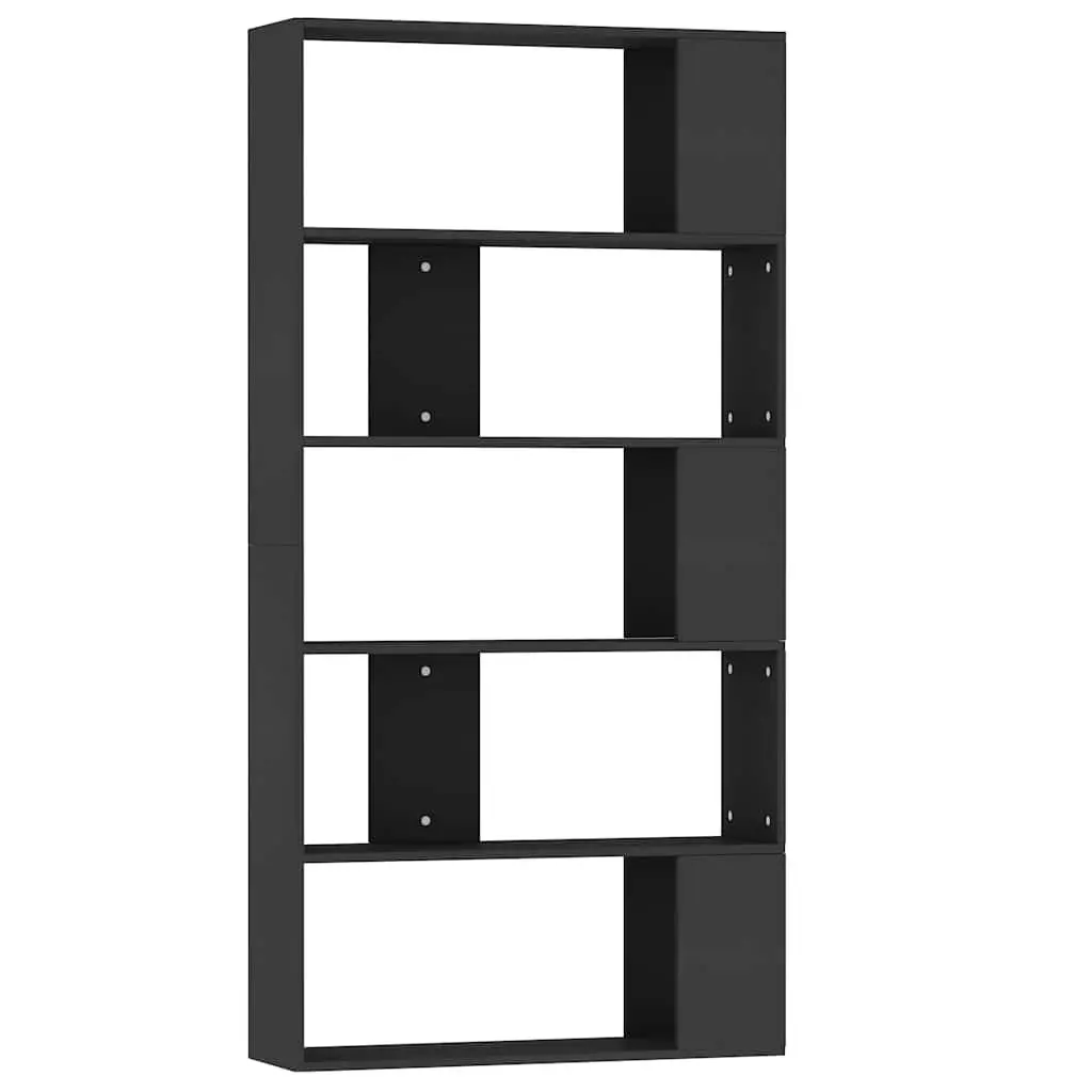 Bookcase Room Divider Black 80x24x159cm 5 Compartments