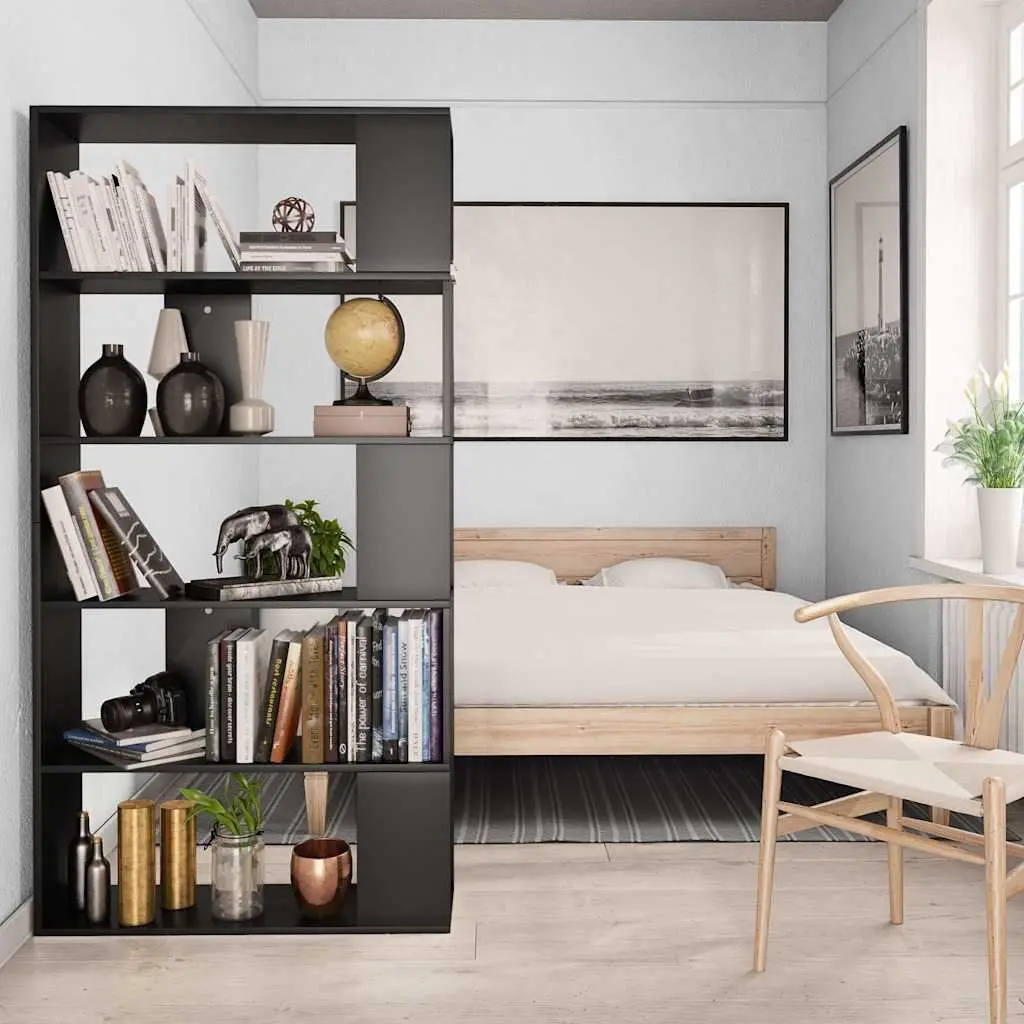 Bookcase Room Divider Black 80x24x159cm 5 Compartments