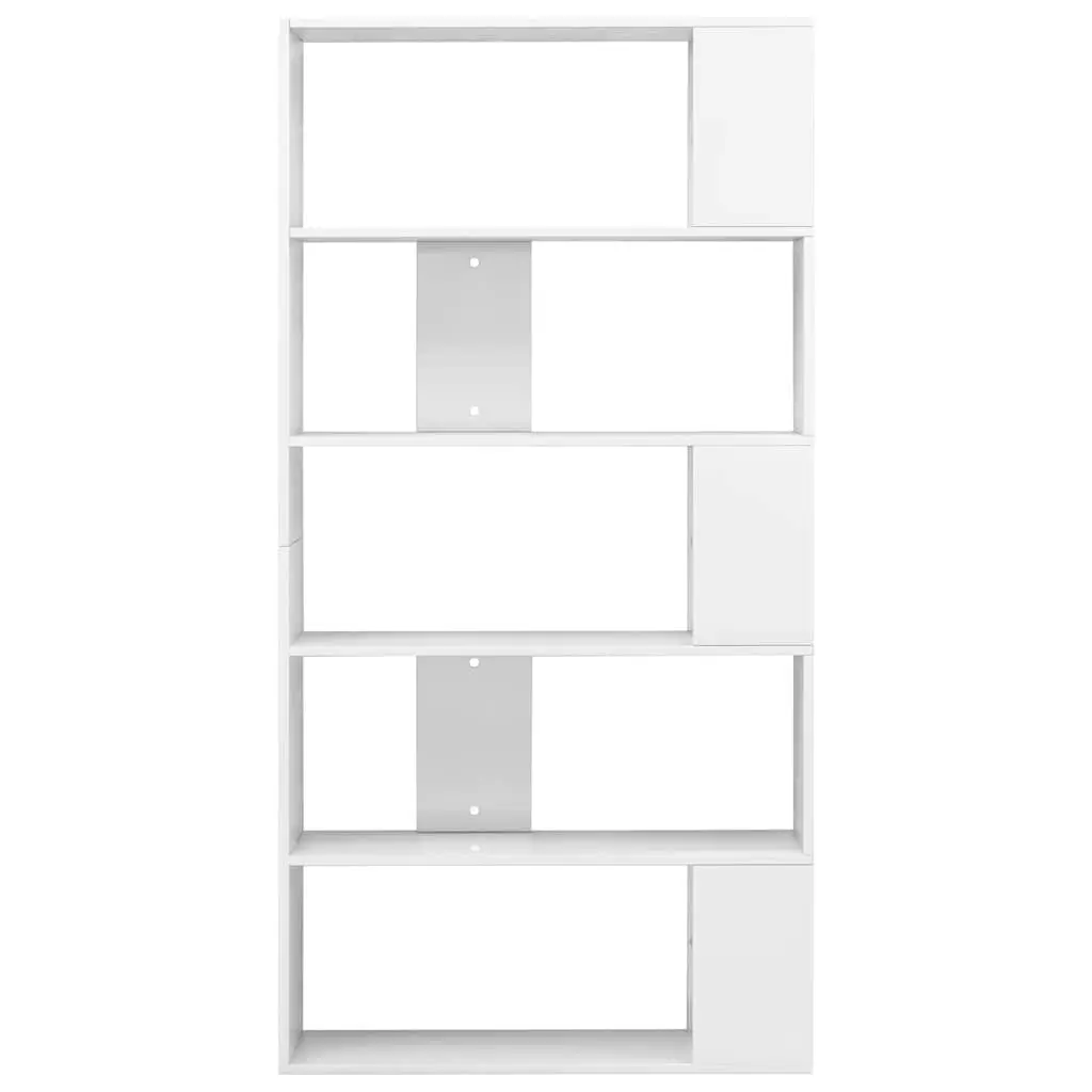 High Gloss White Bookcase Room Divider 80x24x159cm Sturdy Engineered Wood Storage Shelf