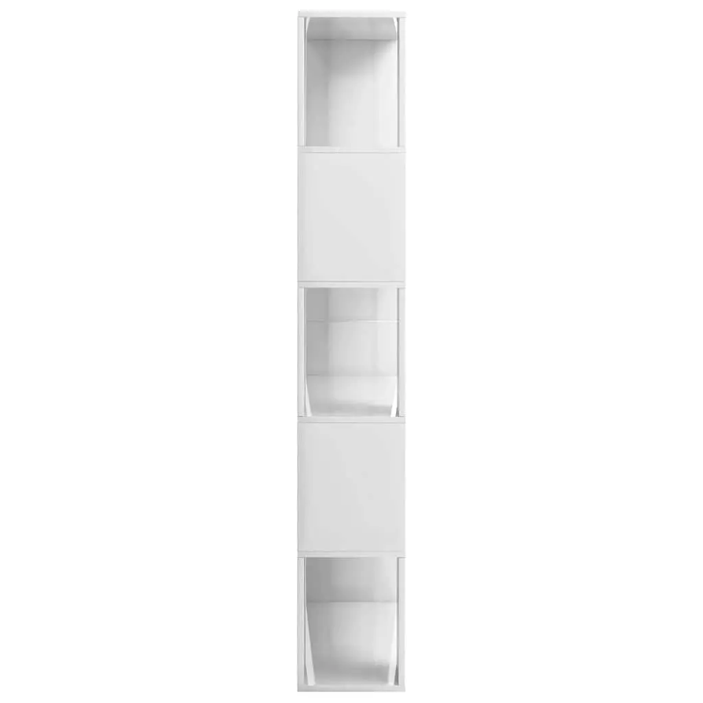 High Gloss White Bookcase Room Divider 80x24x159cm Sturdy Engineered Wood Storage Shelf