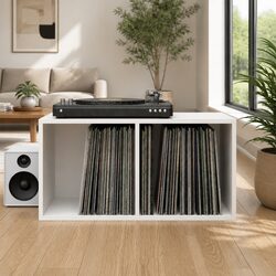 Vinyl Storage Box White 71x34x36cm LP Record Cabinet Media Storage Unit