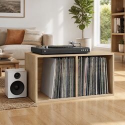Vinyl Storage Box Sonoma Oak LP Organiser Living Room Media Cabinet 71x34x36cm