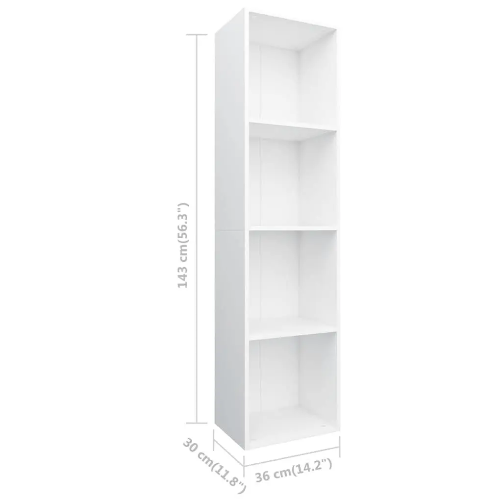 Book Cabinet TV Cabinet White Engineered Wood 36x30x143 cm Storage Shelf Unit