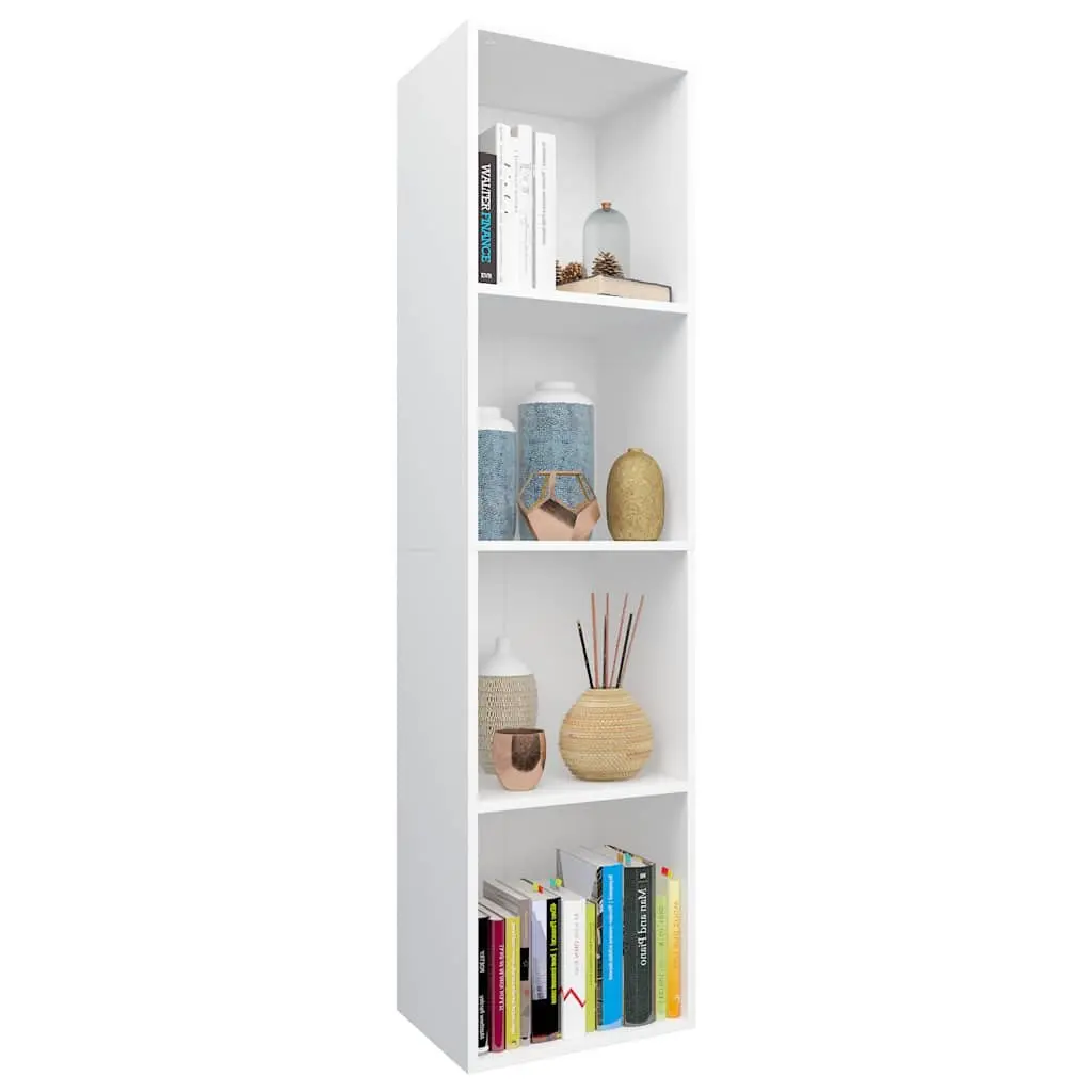 Book Cabinet TV Cabinet White Engineered Wood 36x30x143 cm Storage Shelf Unit