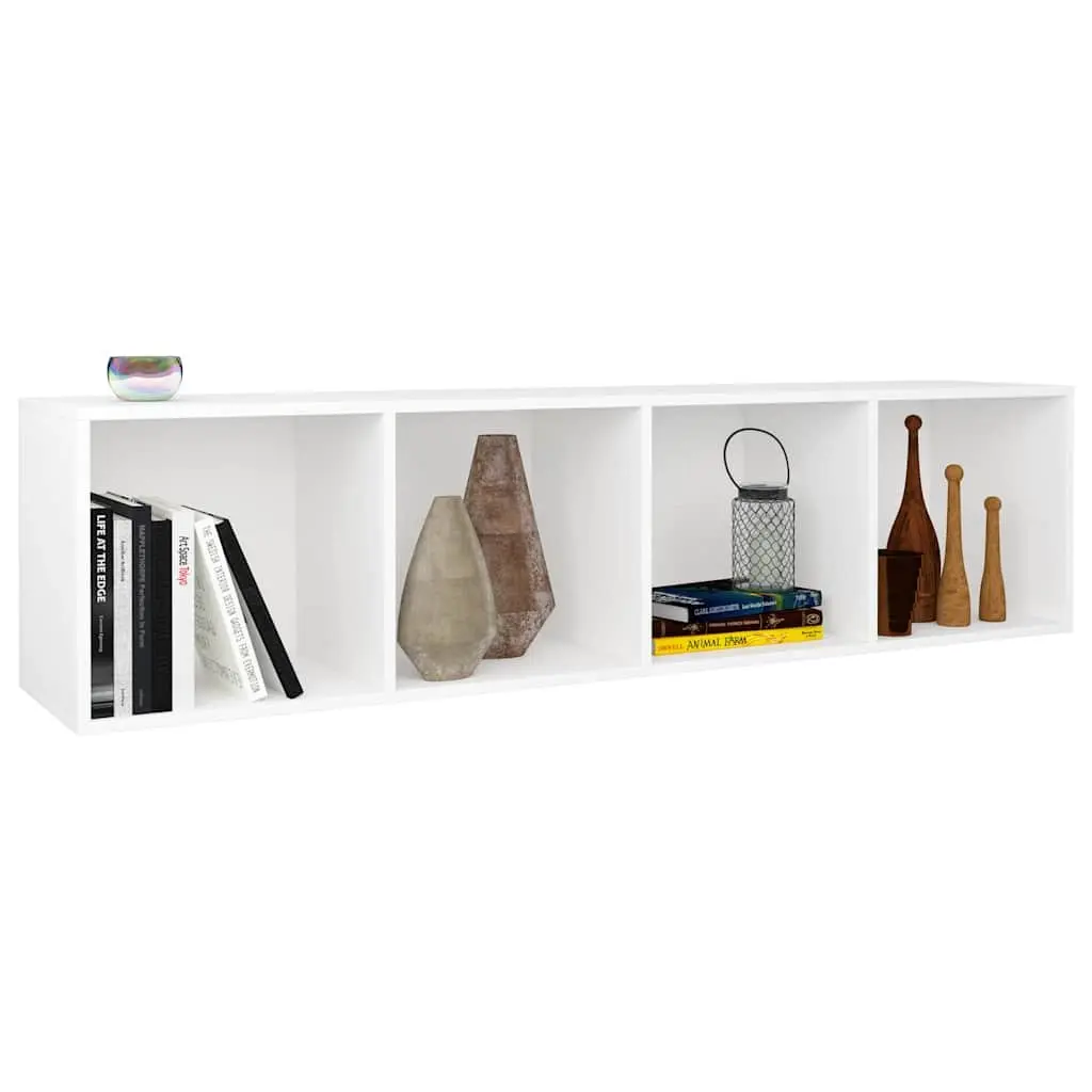 Book Cabinet TV Cabinet White Engineered Wood 36x30x143 cm Storage Shelf Unit