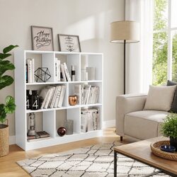 Your Friendly White Book Cabinet with 8 Storage Sections