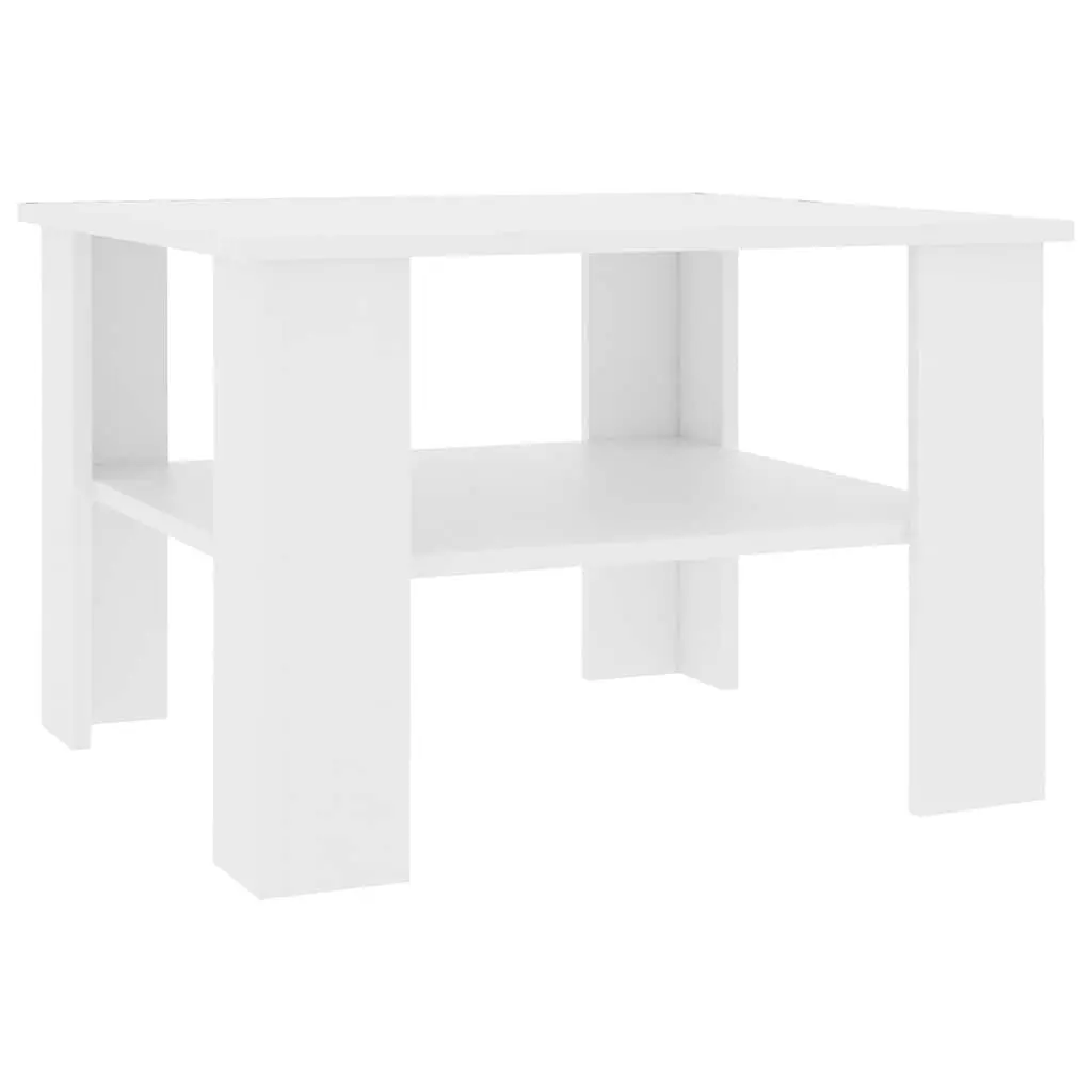 Coffee Table White Engineered Wood 60x60x42cm Living Room Storage Shelf