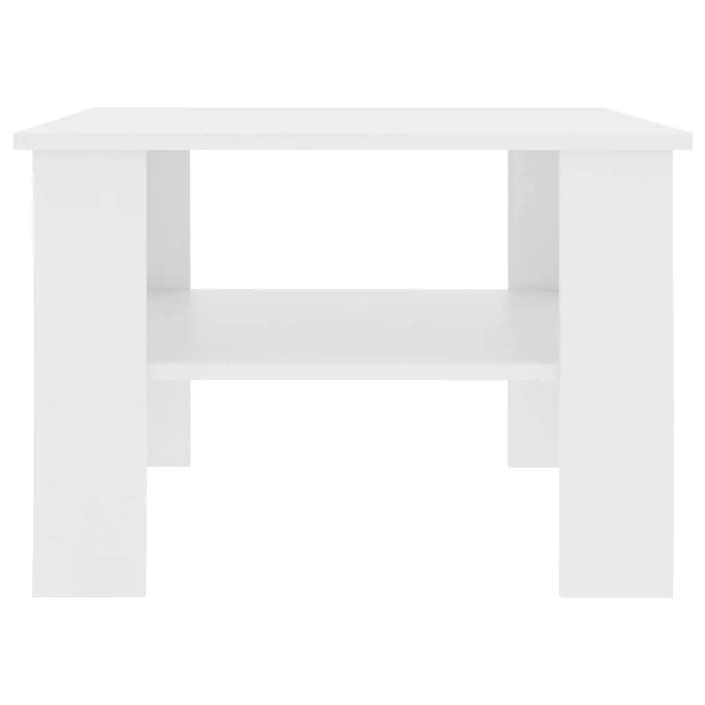 Coffee Table White Engineered Wood 60x60x42cm Living Room Storage Shelf