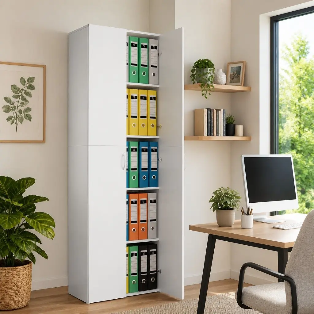 5-Shelf White Office Filing Cabinet
