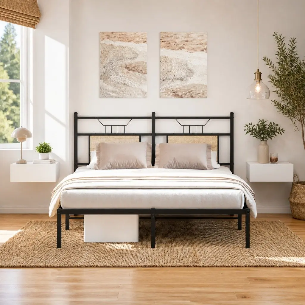 Floating Bedside Tables Wall-Mounted White Compact Storage Cabinet 2 Piece