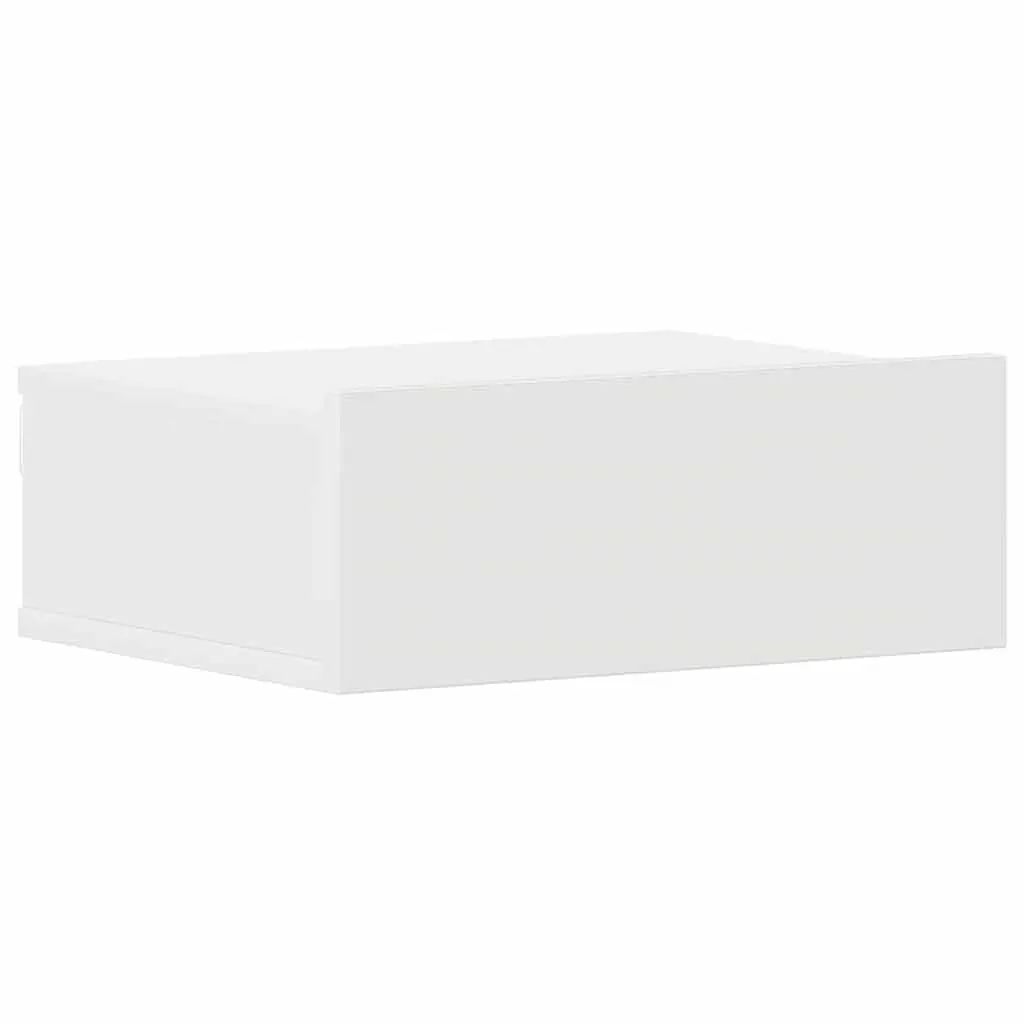 Floating Bedside Tables Wall-Mounted White Compact Storage Cabinet 2 Piece