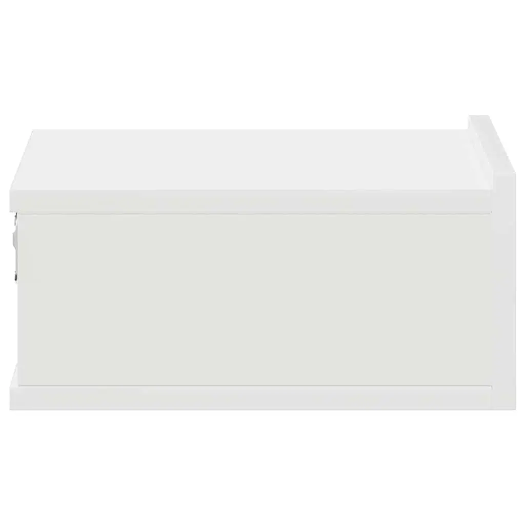 Floating Bedside Tables Wall-Mounted White Compact Storage Cabinet 2 Piece