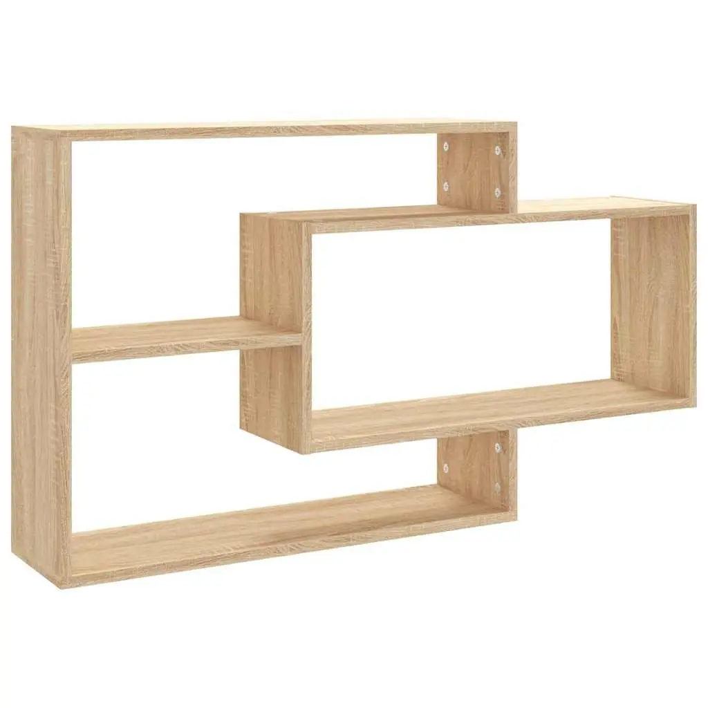 Wall Shelves Brown Engineered Wood 3 Compartments Storage Display Home Organiser
