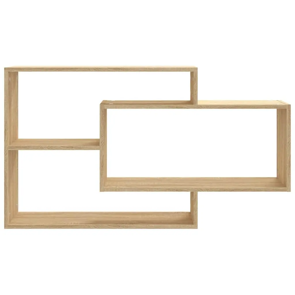 Wall Shelves Brown Engineered Wood 3 Compartments Storage Display Home Organiser