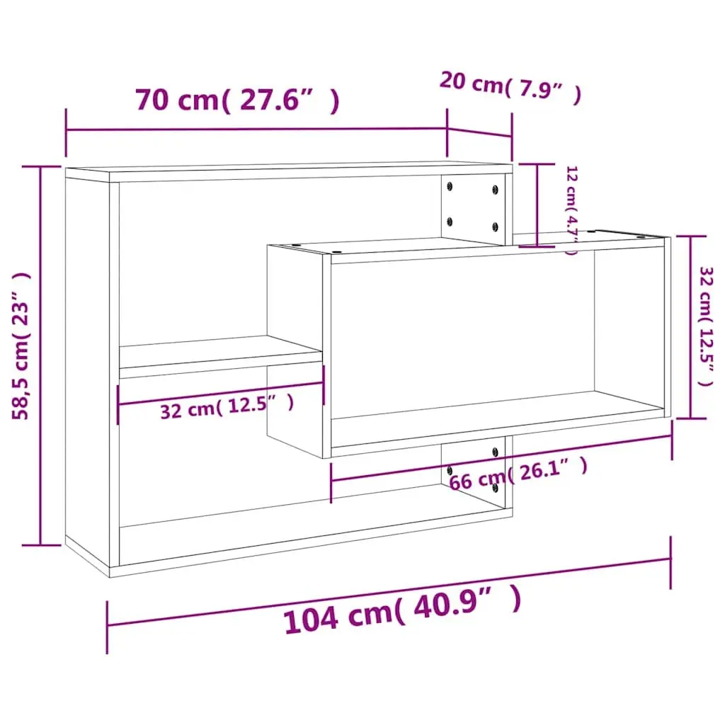 Wall Shelves Brown Engineered Wood 3 Compartments Storage Display Home Organiser