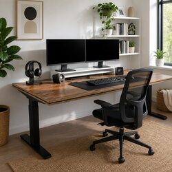 Monitor Stand White Desk Riser Organiser Shelf Home Office Gaming Workstation