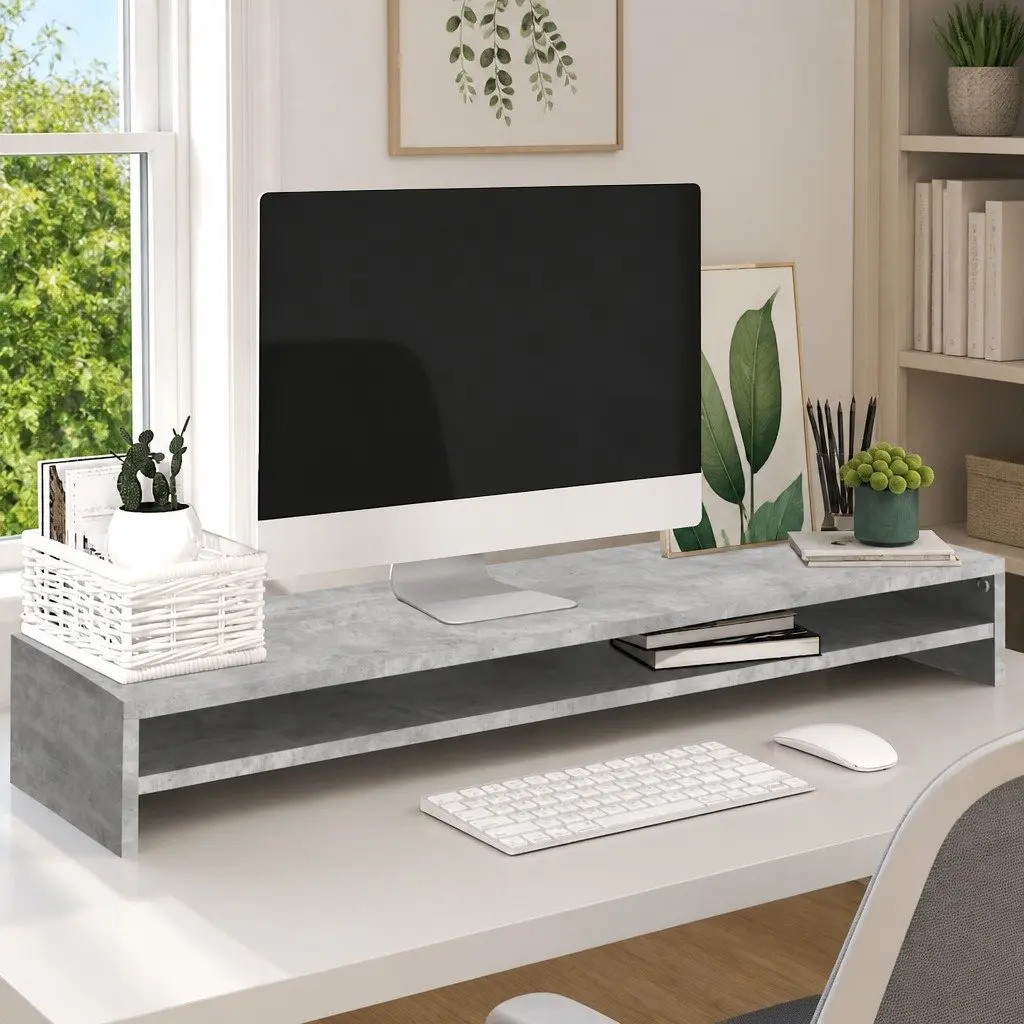 Grey Monitor Stand Riser for Dual Monitors