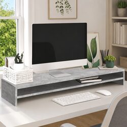 Grey Monitor Stand Riser for Dual Monitors