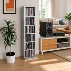 Your Friendly Grey Concrete CD Cabinet Awaits