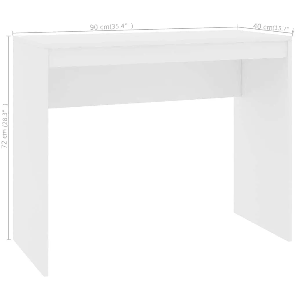 White Computer Desk 90x40x72cm Engineered Wood Home Office Study Writing Table