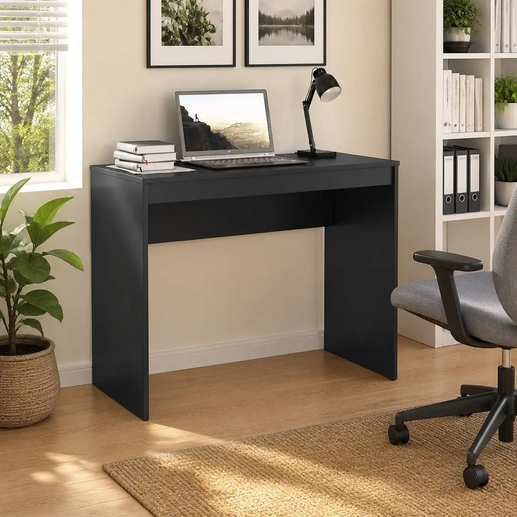Desk Office Furniture Black Engineered Wood Computer Workstation Study Table