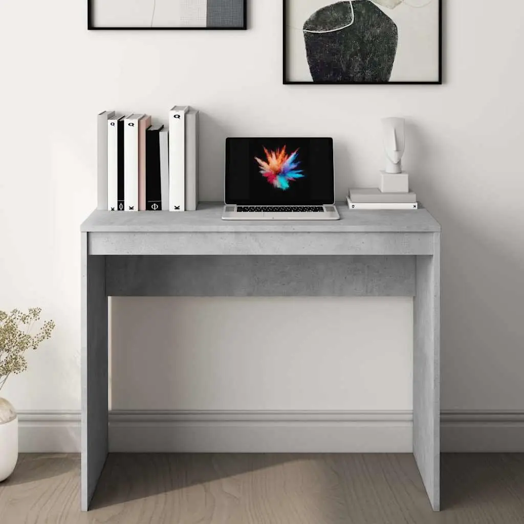 Engineered Wood Office Desk Grey Compact 90x40x72 cm Modern Study Work Table