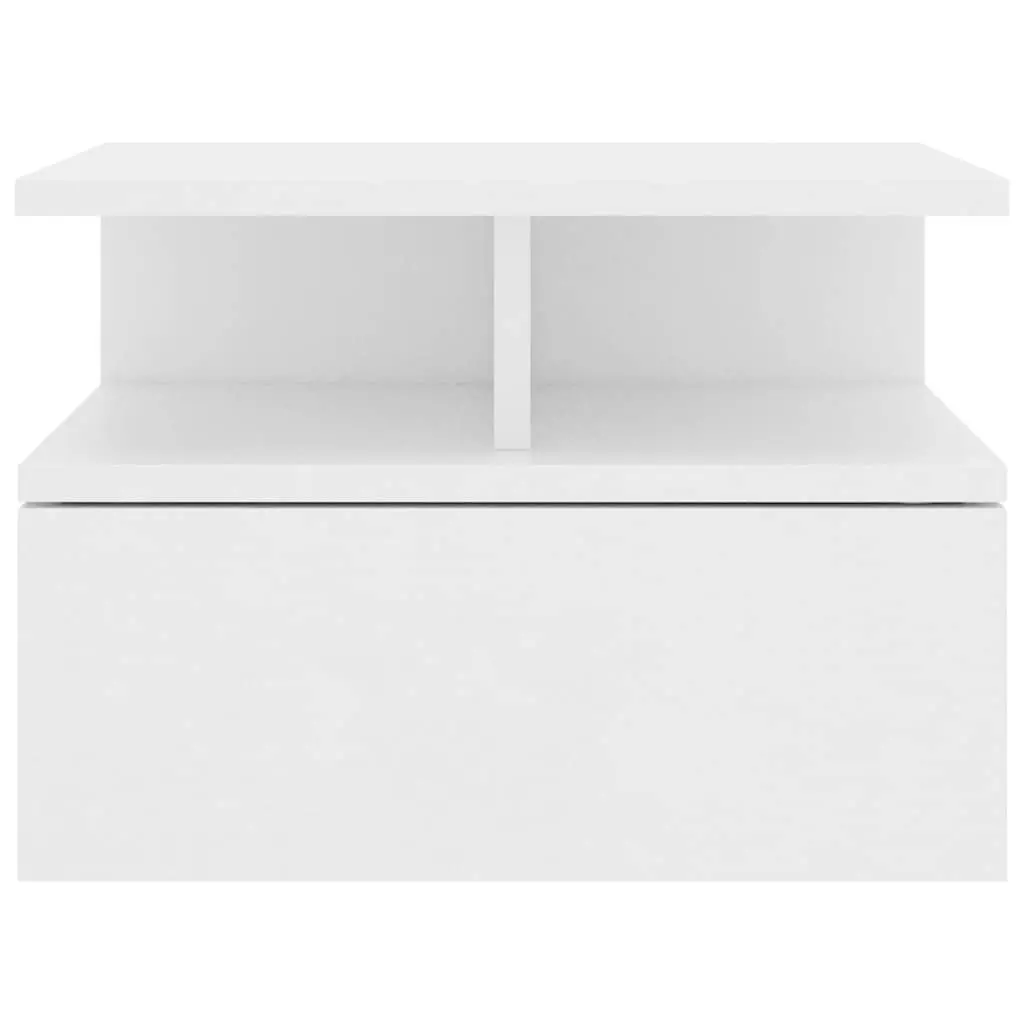 Floating Nightstand Wall-Mounted White Storage Cabinet 40 x 31 x 27 cm Pair
