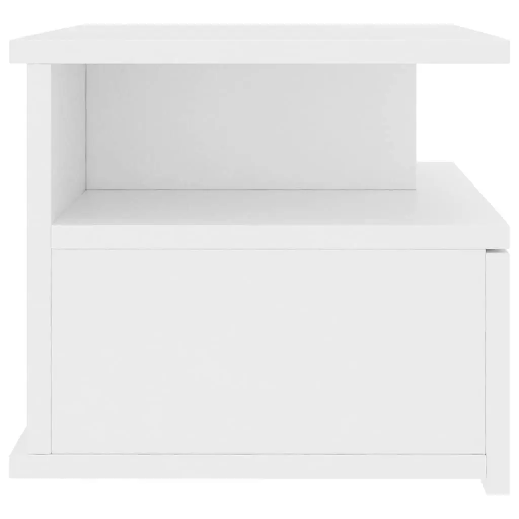 Floating Nightstand Wall-Mounted White Storage Cabinet 40 x 31 x 27 cm Pair