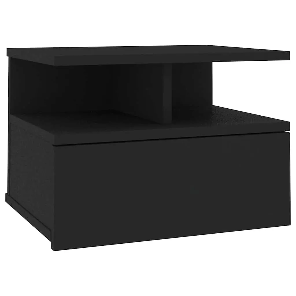 Floating Nightstand Wall-Mounted Black Compact Storage Table