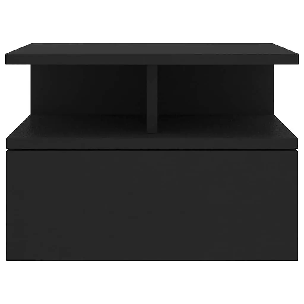 Floating Nightstand Wall-Mounted Black Compact Storage Table