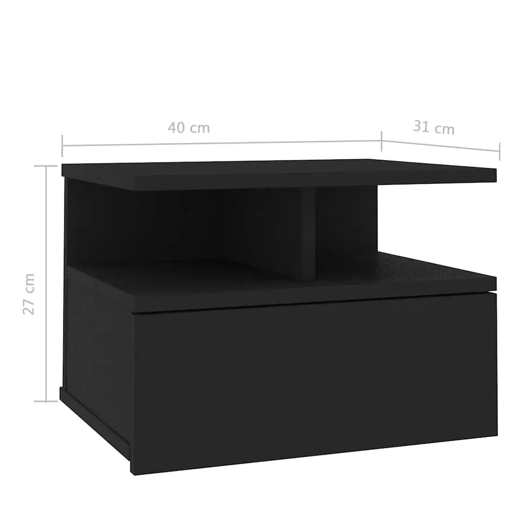 Floating Nightstand Wall-Mounted Black Compact Storage Table