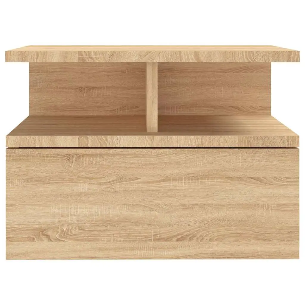 Floating Bedside Table Wall-Mounted Nightstand Sonoma Oak Storage Cabinet