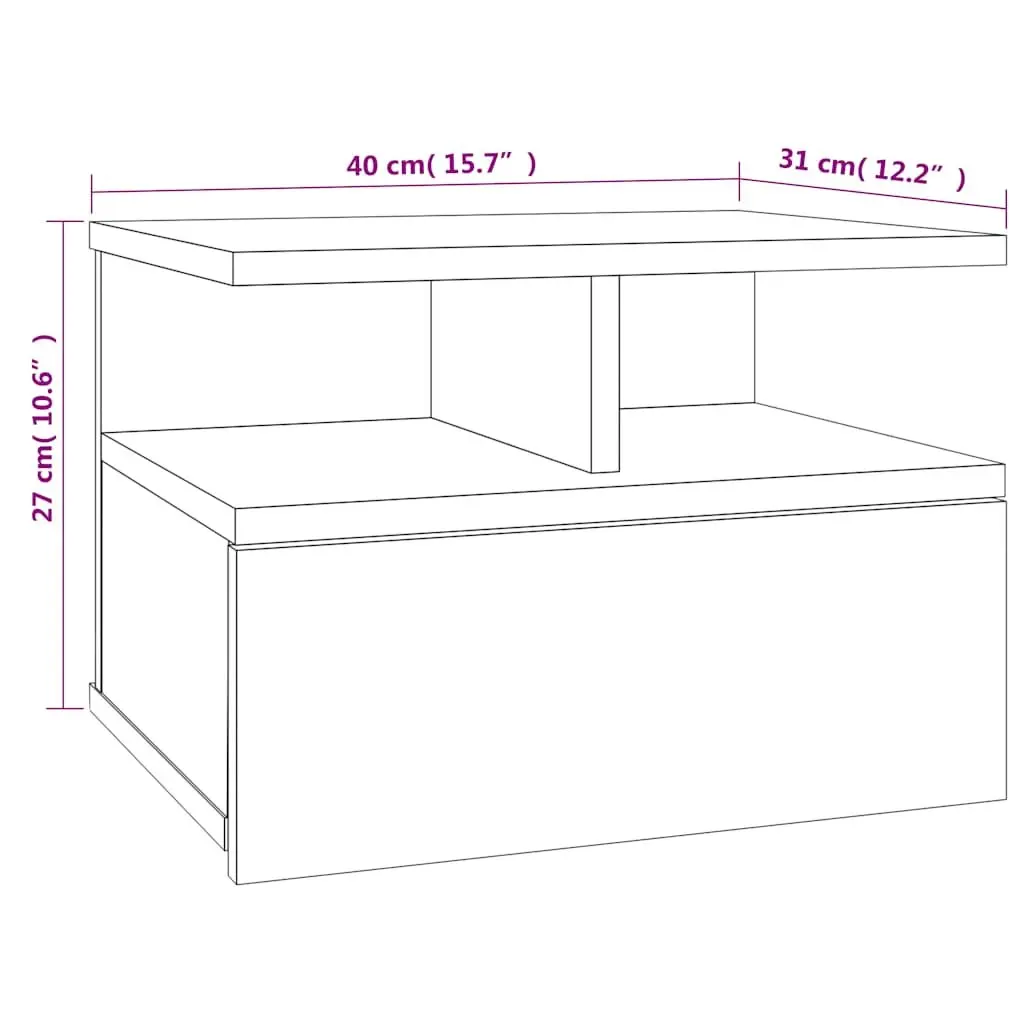 Floating Bedside Table Wall-Mounted Nightstand Sonoma Oak Storage Cabinet