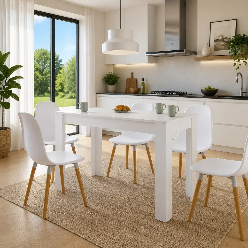 Dining Table Engineered Wood White 120x60x76 cm